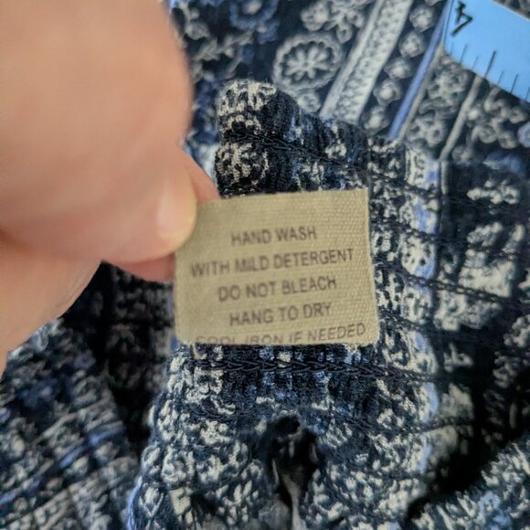 PASSPORT Blue India Print High Rise Pull On Palazzo Capris Pants; Size L - Picture 4 of 4